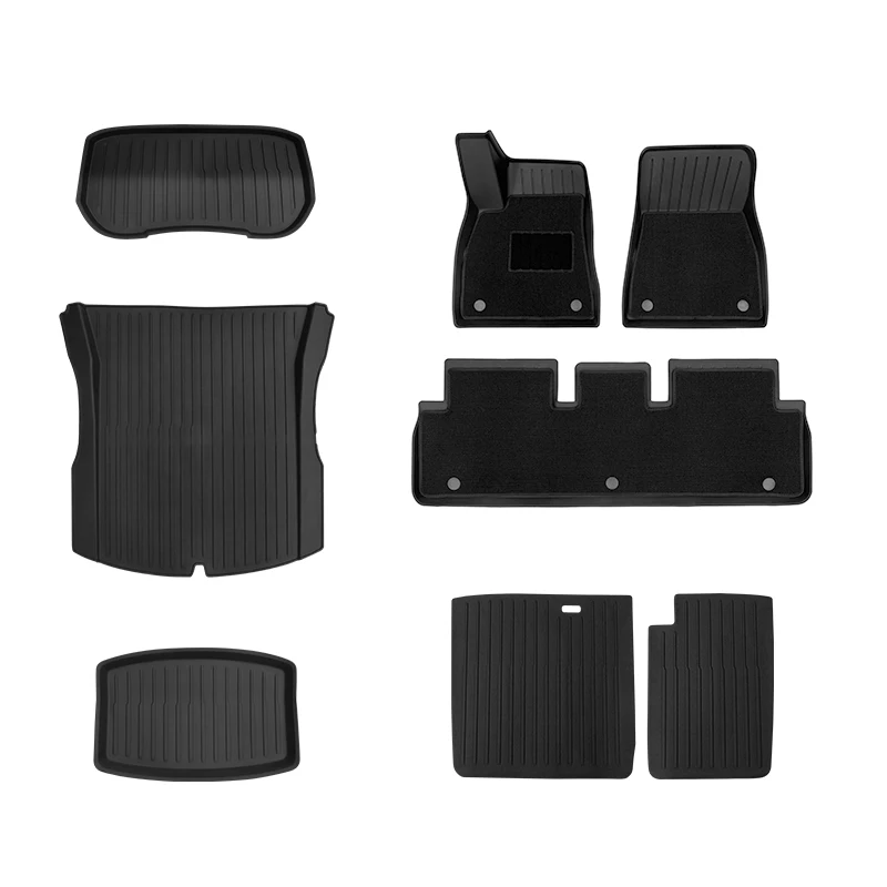 627HOT Full Car Mat Set Compatible for 2024 Tesla Model 3 Durable TPE Floor Trunk Front Backrest Low Storage Mat