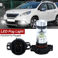 2 uds luz antiniebla LED lámpara Blub Canbus PSX24W 2504 blanco para Peugeot 2008 2013-2018 206 + 207 CC SW 208 3008 MPV 5008 2009-2016