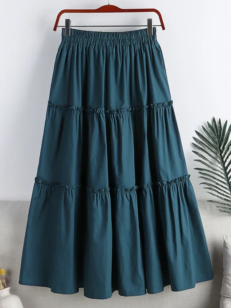 

Women Ruffles Mermaid Skirts New Autumn Korean Style Large Swing A-Line Midi Skirts High Waist Slim Office Lady Work Skirts P250