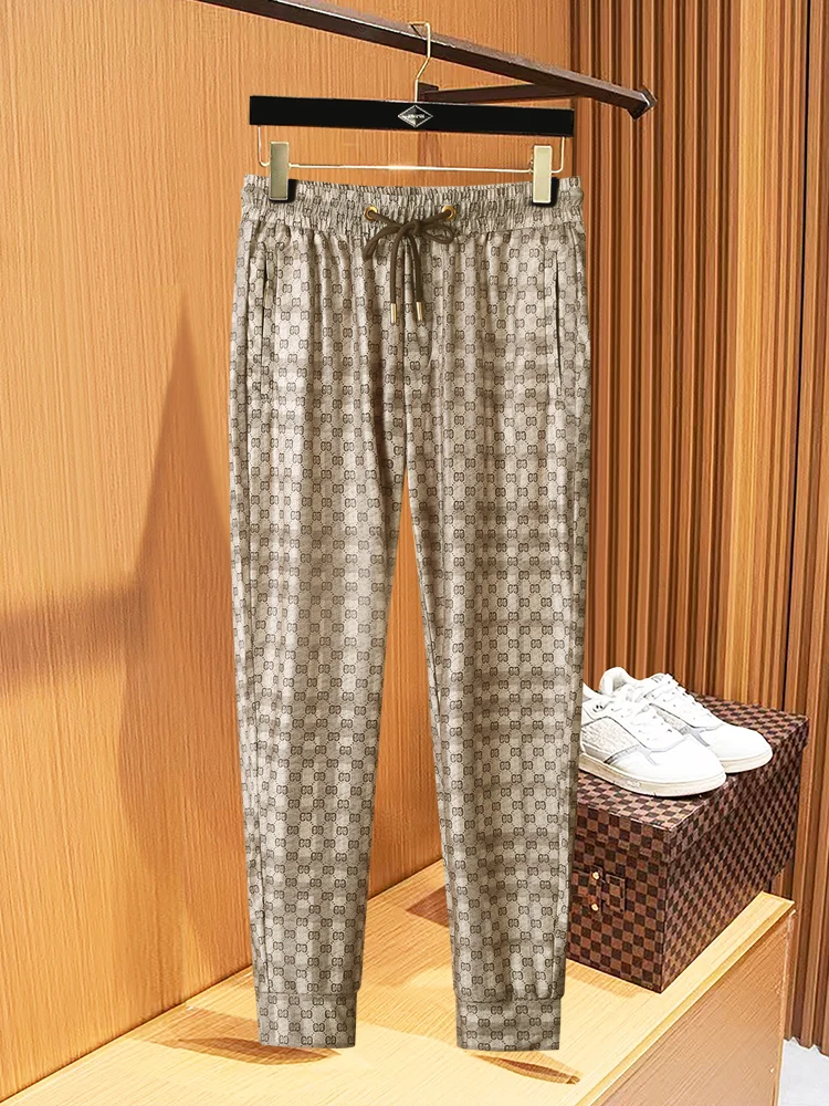 

Trendy Ice Silk Qui Dry Sports Pants Men's Slim Fit Casual Long Pants Cuffed Sweatpants Spring Summer Faion Active Sle