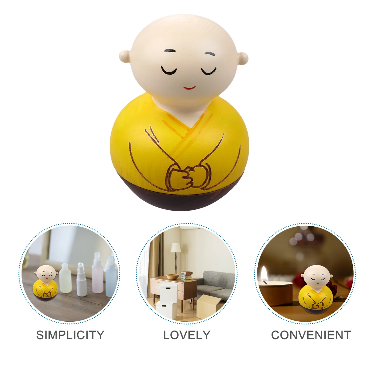 

Tumbler Ornament Desktop Craft Wooden Monk Handcraft Toy Handmade Bamboo Adornments