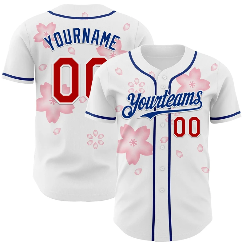 

Men's Custom Baseball Jersey Cherry Blossom Pattern Personalized Name Number Printing Fans Gift Baseball Team Shirt Sportswear