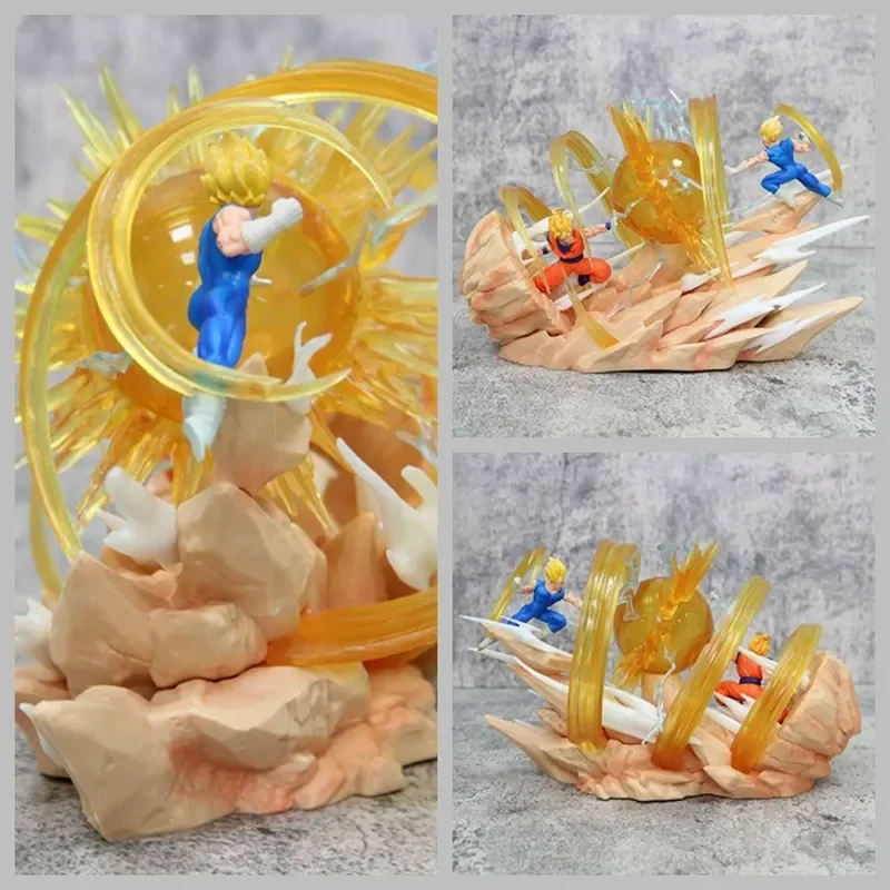 Dragon Ball Series Figurine 17cm Wukong Vs Magic Bay Super Saiyan Can Light Up Anime Model Figurine Statue Desktop Ornament Gift