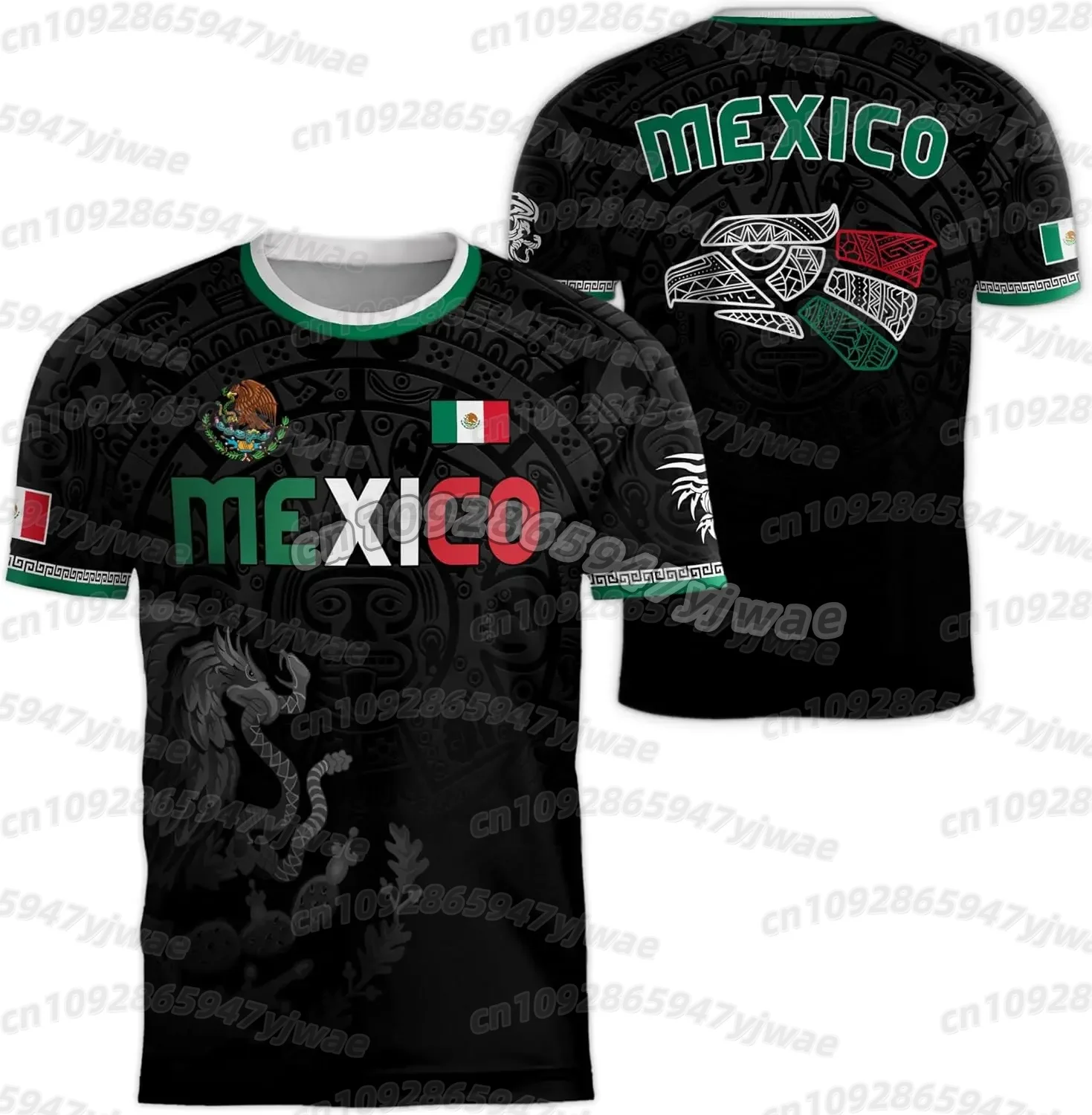 2026 Mexiko Nationalflaggen-Print Herren Damen Kurzarm T-Shirt 3D-Druck Tees Outdoor Fußballtrikot Sport Freizeit Herren Oberteile – Detail 5