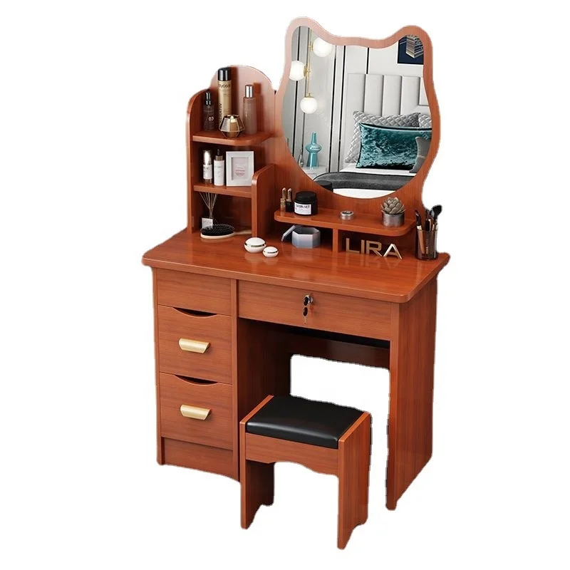 Bedroom Casual Designed Wooden Frame White Study Desk Makeup Dresser with Mirror Furniture Dresser Organizer with Storage