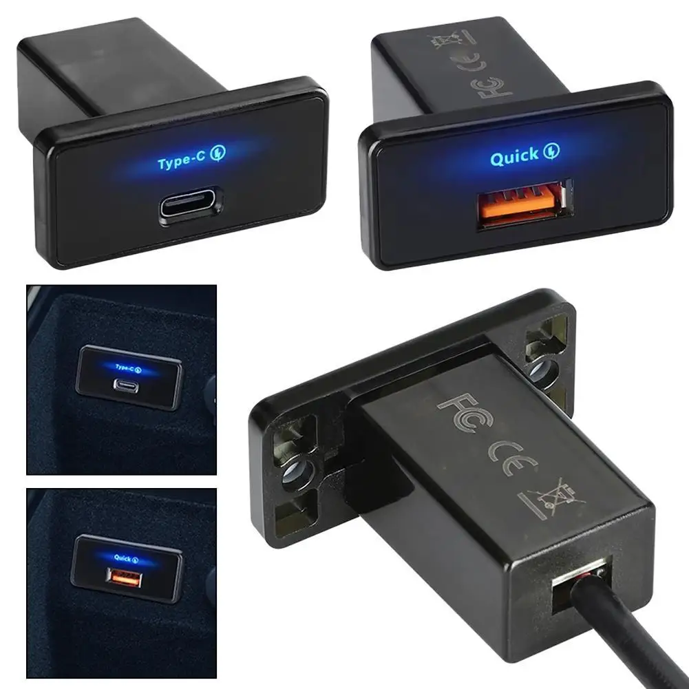 

Автомобильное зарядное устройство 12-24 В TYPE-C + USB-адаптер для морского квадроцикла, кемпинга, автомобильного зарядного устройства, розетка