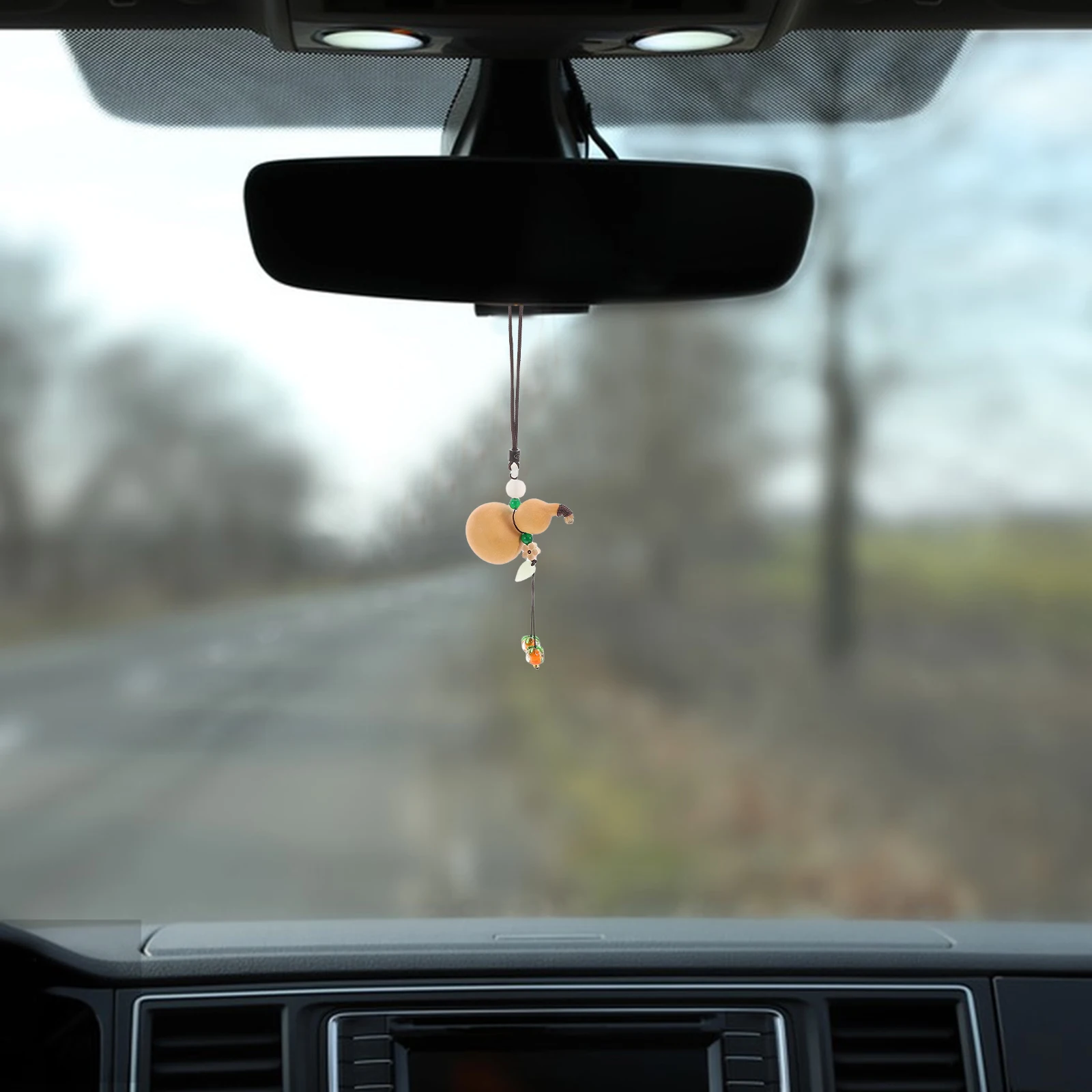 

Creative Fengshui Gourd Hanging Pendant Natural Dried Hulu Rearview Mirror Ornament Good Luck Amulet Charm For Car Interior