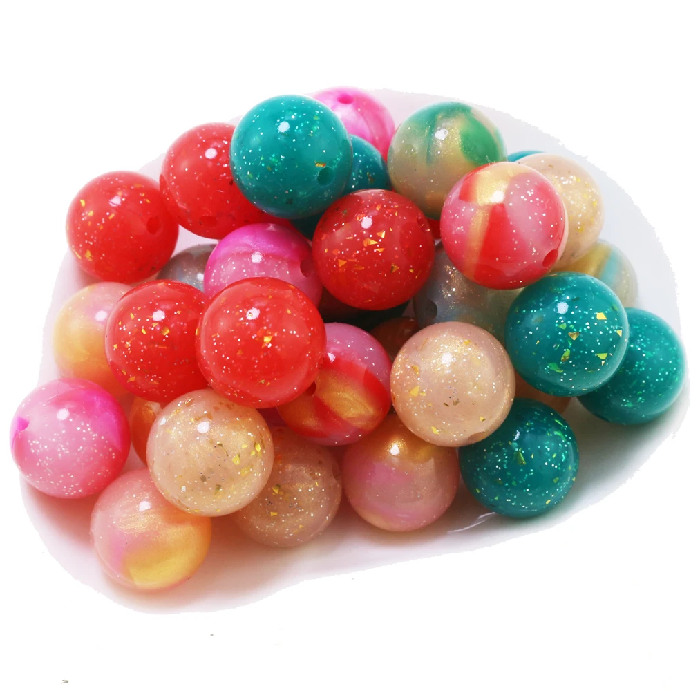 100pcs New Shiny Glitter 3D Round Silicone Beads 15MM For DIY Beaded Pen Christmas Red Golden Beads