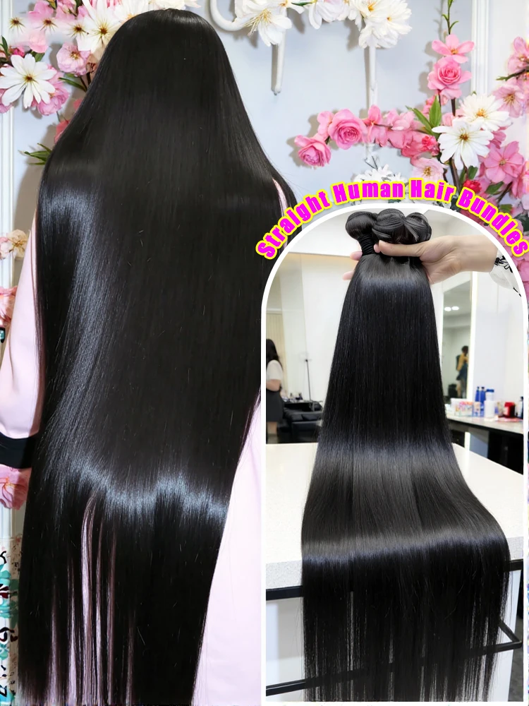 

Малайзийские пучки необработанных человеческих волос, прямые 1, 3, 4 пучка, наращивание волос Virgin Remy, женские пришивные пучки быстрого плетения