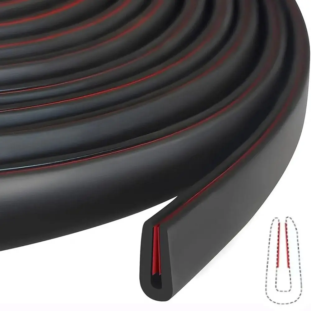 Protetor de Borda Autoadesivo de Borracha de 3 Metros para Chapas Metálicas em Material EPDM Preto em Formato U