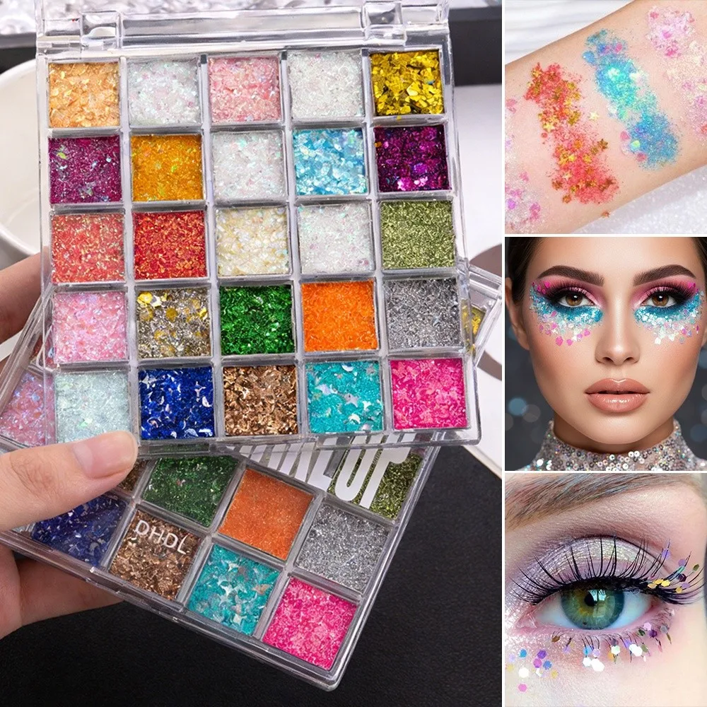 Multi-color Glitter Eyeshadow Palette High Gloss Sequins Mermaid Eyeshadow Glitter Pearlescent Eye Makeup Children's Performance