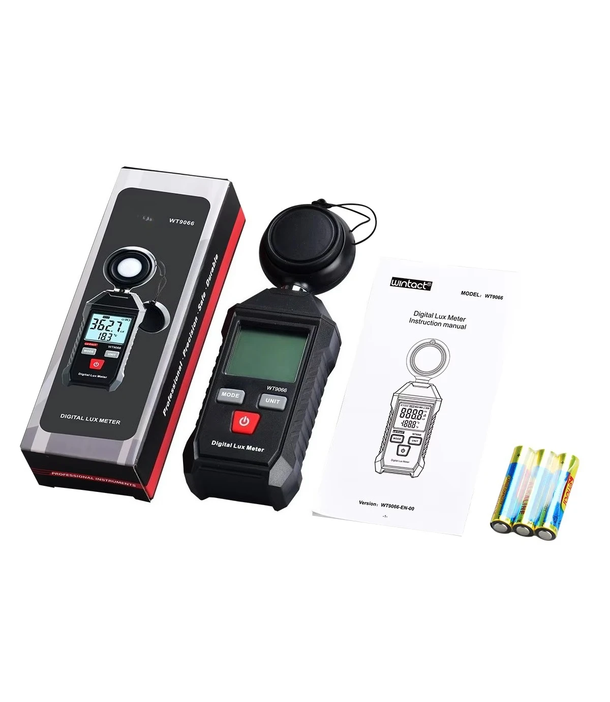 Professional Digital Lux Meter for Factory Office Transportation 0-200,000 Lux Range Illumination and Temperature Measurement