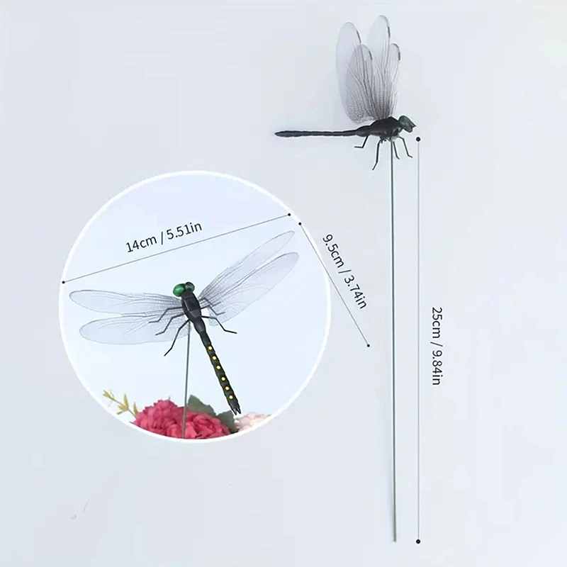 New【2/4Pcs Outdoor Simulation Dragonfly Sticks Mosquito Repellent Artifact Dragonfly Stakes Rope Yard Plant Lawn Decor】