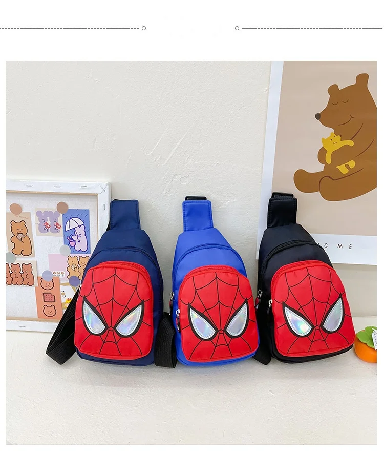 Marvel Disney Cartoon Children's Shoulder Bags Anime Spiderman  High Capacity Chest Bag Unisex Messenger Bag Kids Gifts