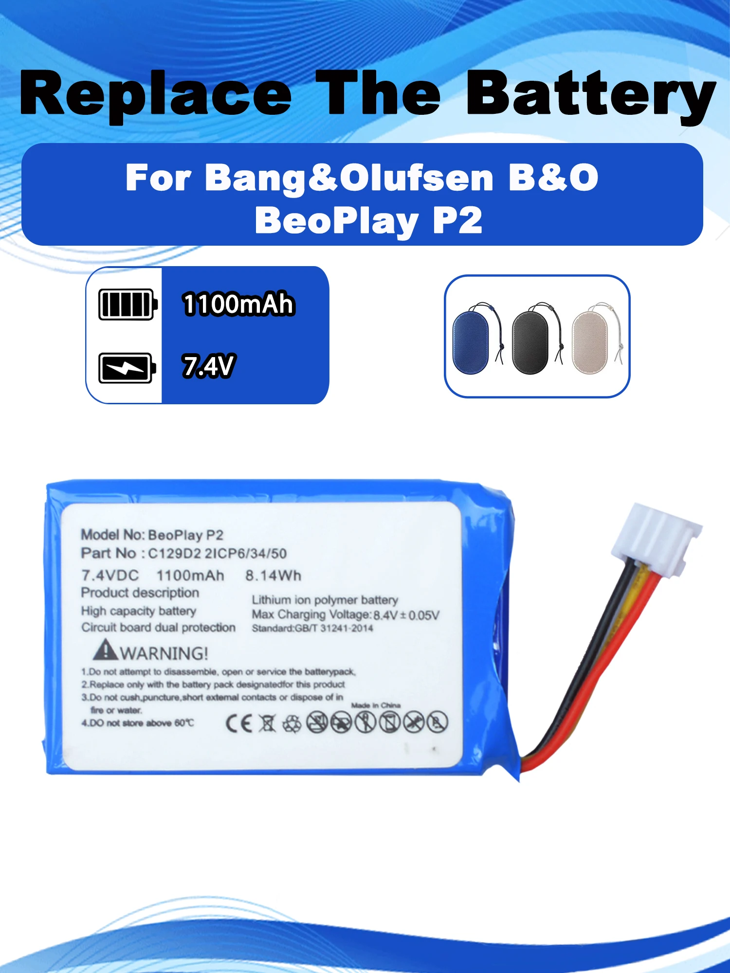 B&O Beoplay A2 Bluetoothスピーカー バッテリー要交換 Bang & olufsen,b & o beboplay 2用の交換用バッテリー,Bluetooth