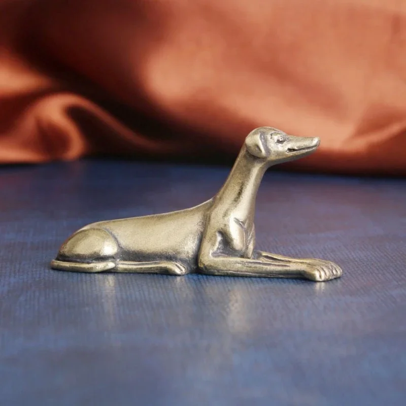 Robuste Miniatur-Hundestatue aus Messing, Windhund-Figur, Sammlerstück, federlos, Weihnachtsgeschenk, Schreibtischdekoration, Metall, Heimdekoration – Detail 2