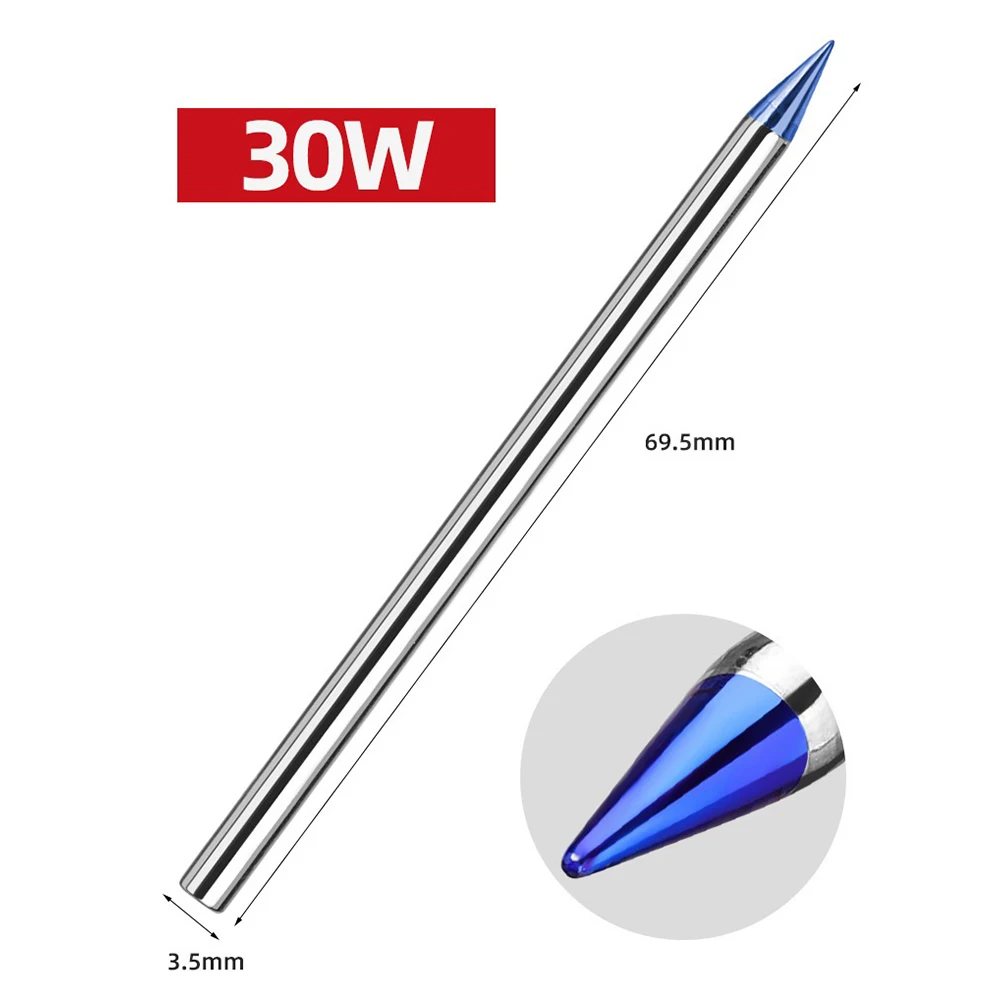 1 Stück Lötspitze, blau, spitz, extern beheizt, Kupfer, 30 W, 40 W, 60 W, 80 W, 100 W, 150 W, für Schweißstation – Detail 3