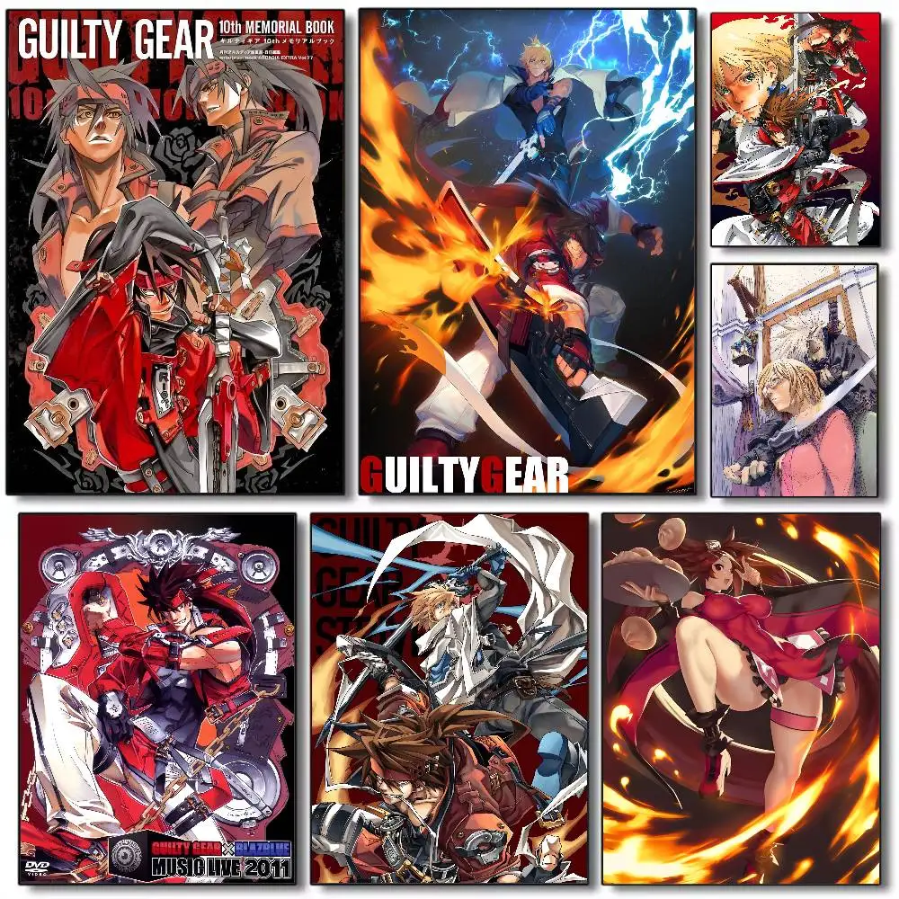 Póster de anime G-guilty gear, arte HD, pared adhesiva, impermeable, para el hogar, sala de estar, dormitorio, bar, decoración estética