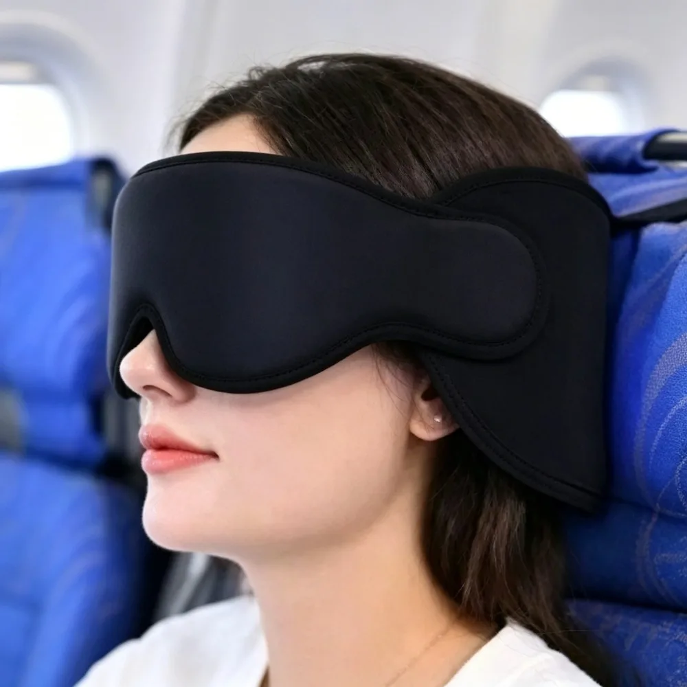 Modal Cotton Zero Pressure Blackout 3D Sleep Eye Mask – Breathable Travel Neck Pillow Set for Airplane, Home & Office