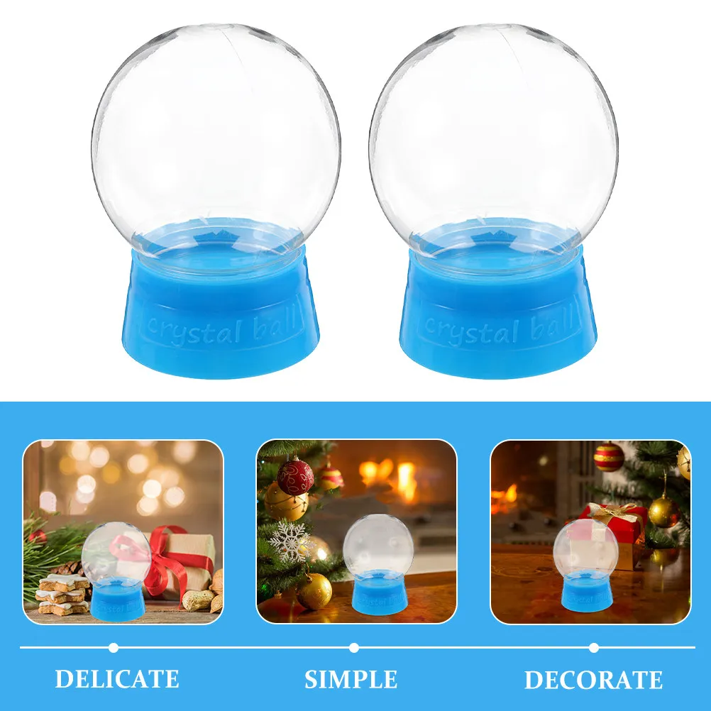 6Pcs Clear Plastic Snow Globes with Screw Off Cap Fillable DIY Water Globe Christmas Home Decoration Craft Set