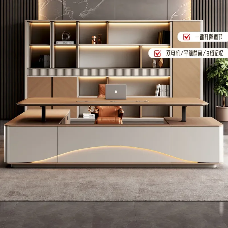 High End Smart Electric Lifting Desk Modern Simple Luxury Executive Office Table for President and Chairperson Atmospheric