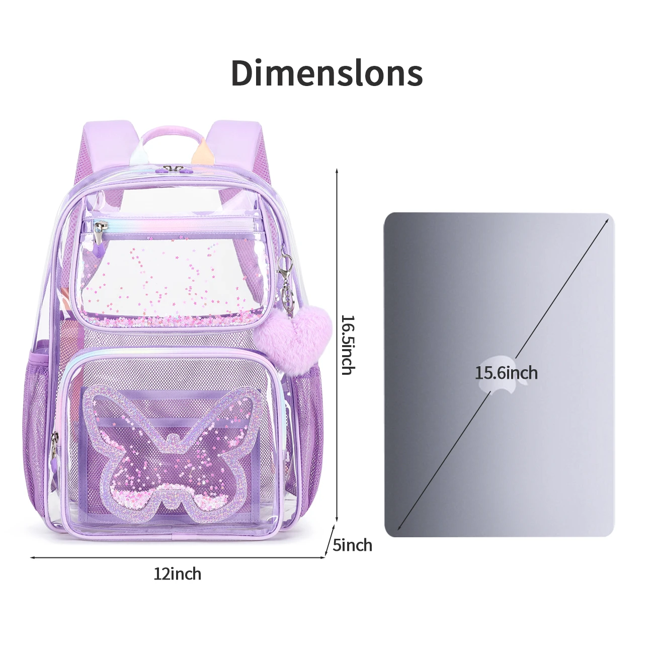 High Quality Waterproof Large Capacity TPU Transparent Clear Women Backpack