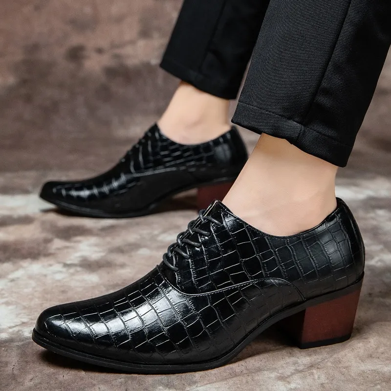 

Men's Dress Shoes Designer High-heeled Height Increasing Leather Shoes Luxury Wedding Party Shoes for Men High Quality Dress Sho