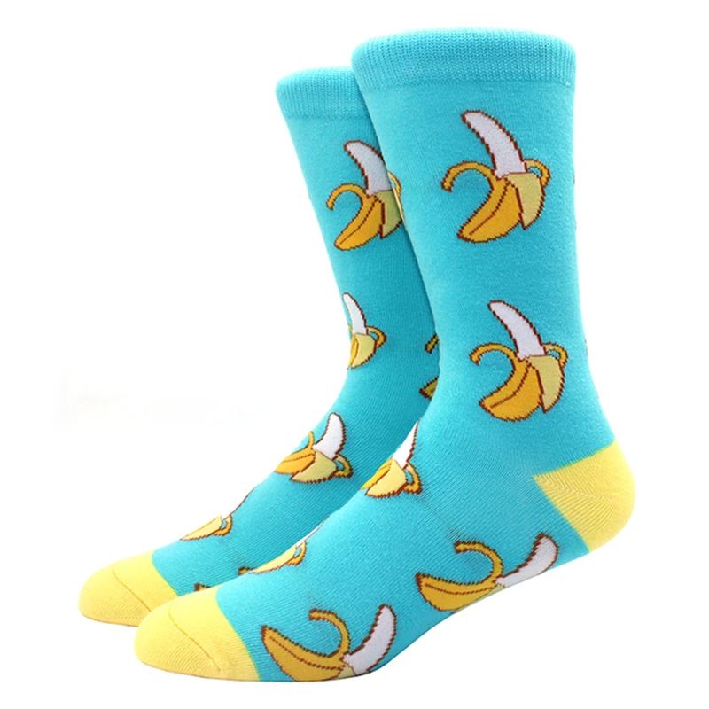 1 Pair New Style Pure Cotton Trend Left and Right Foot Socks Cartoon Casual Fruit Banana Flamingo Egg Couple Kateboard Socks