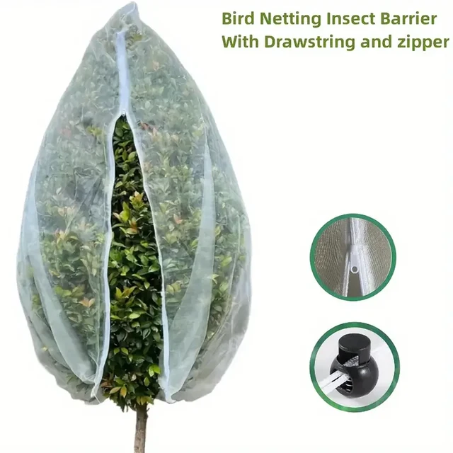 Extra-Thick PE Garden Netting, Drawstring & Zipper – Insect & Bird Protection for Fruits, Citrus, Flowers 3