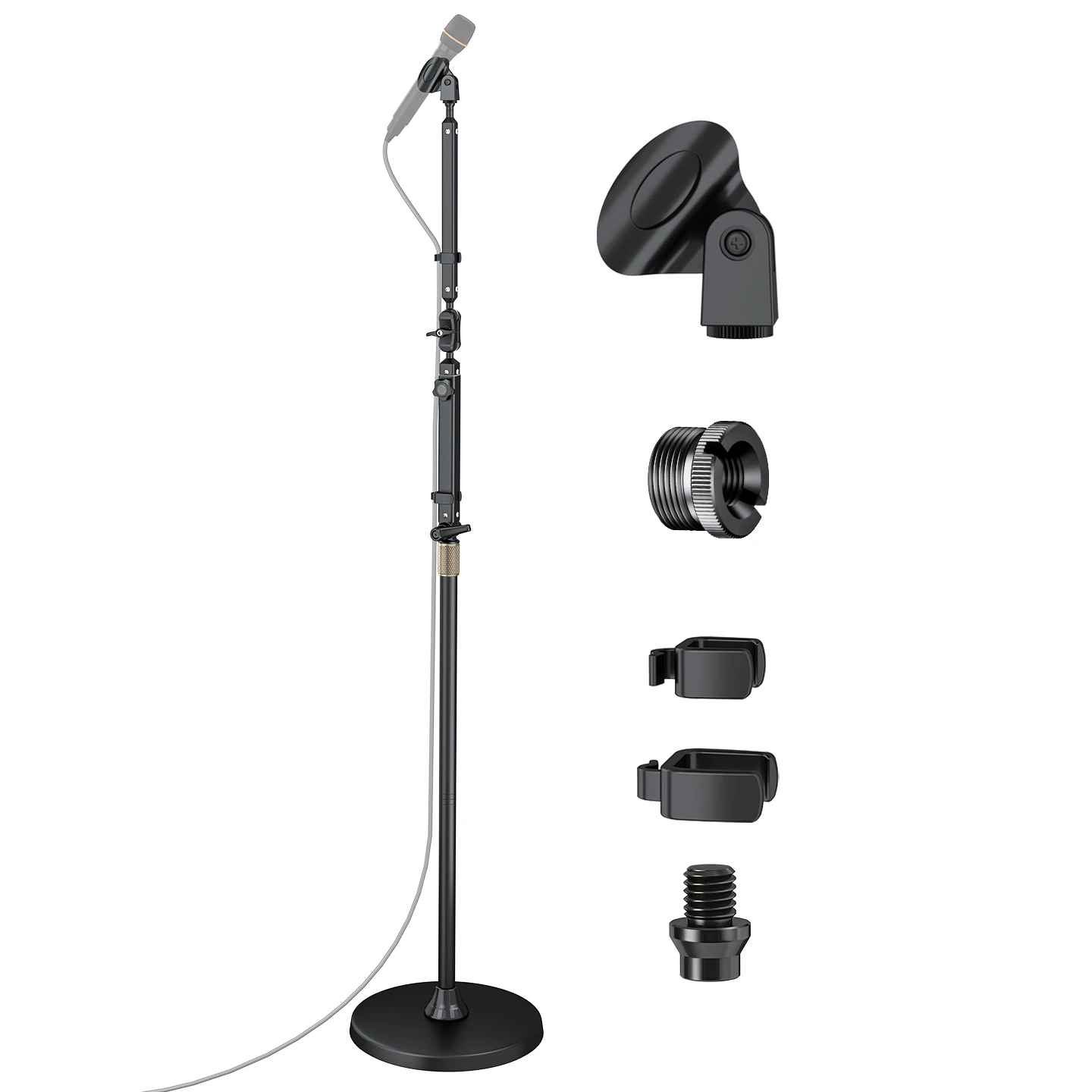 Heavy Duty Metal Base Aluminum Alloy Floor Mic Stand Adjustable Boom Arm Ground Support Holder