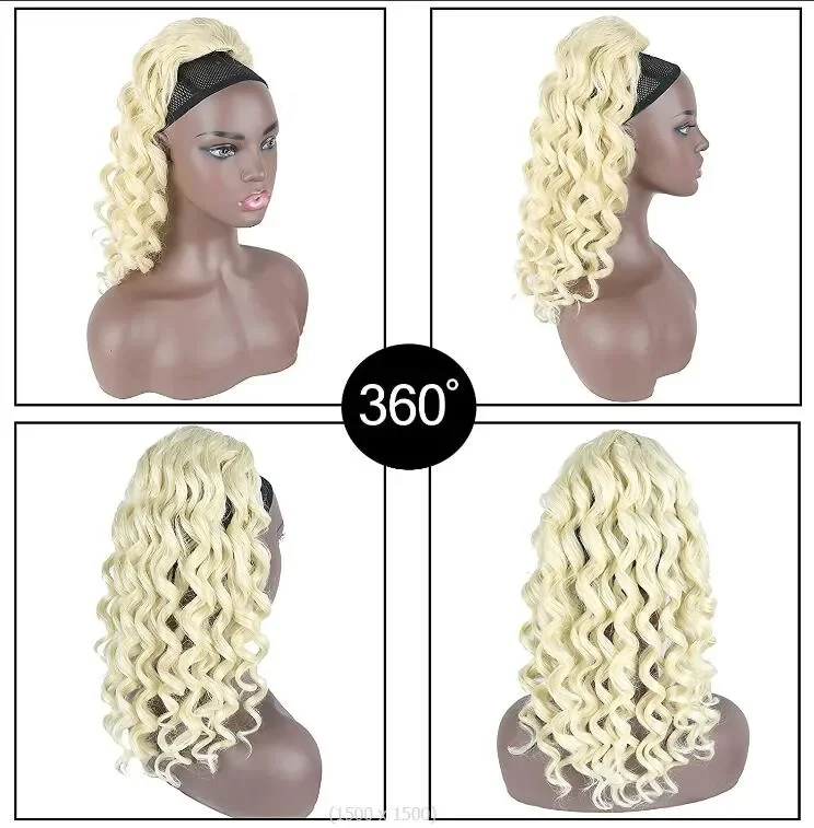 5 Color 20"New long Curly Dstring Ponytail Wig Curly Clip Hair Extension