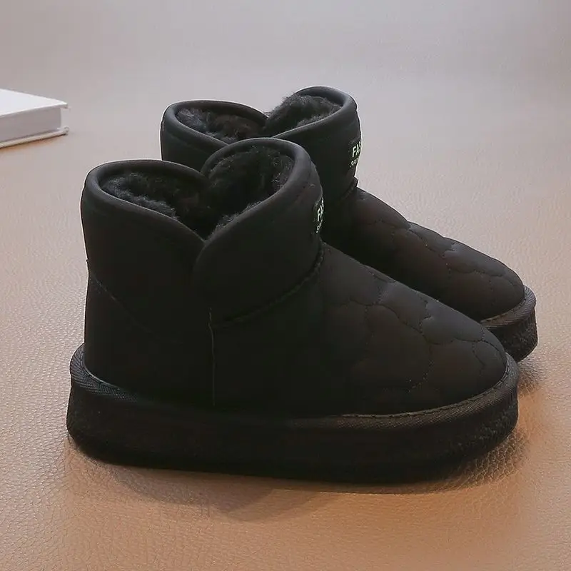 Kids Girls Winter Snow Boots 2025 Fur Lined Fluffy Thermal Insulated Cotton Boots for Outdoor Play