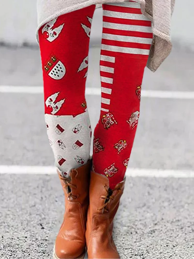 

Christmas Tree Printed Women's Leggings Spring and Autumn Harajuku Y2K Style Role Playing Socks Casual Female Leggings