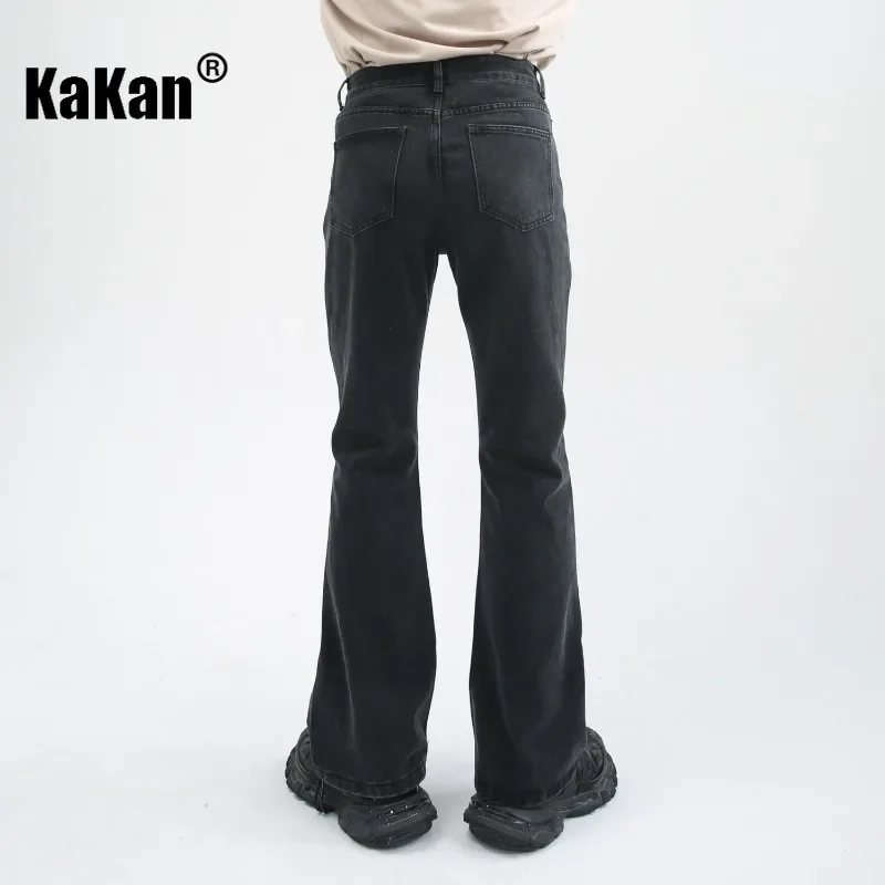 Kakan Long Leg Jeans Korean Version Versatile Slimming Wide Leg Slightly Flared Washed Straight Leg Trendy Men's Jeans