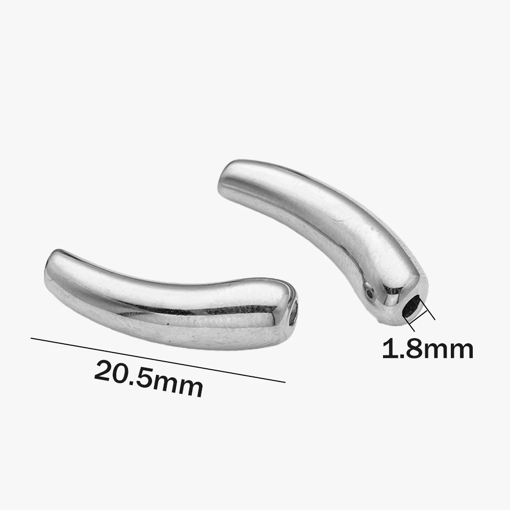 2 قطعة الفولاذ المقاوم للصدأ الباذنجان منحني المعكرونة سحر أنبوب فضفاض الخرز فاصل موصل ل سوار ذاتي الصنع صنع المجوهرات الحرفية العرض