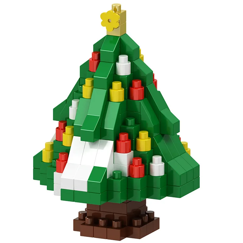 Miniatura Christmas Tree Building Blocks para Crianças, Brinquedos Educativos Montados, Pequenas Partículas, Presentes de Natal