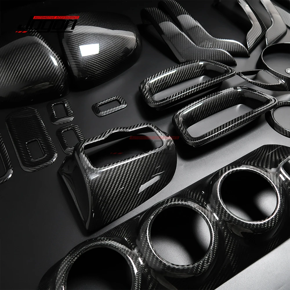 For Benz A B CLA Class W177 W247 C118 2019 2020 Real Carbon Fiber Car Interior Decoration Mirror Case Gearbox Outlet Trim Kit