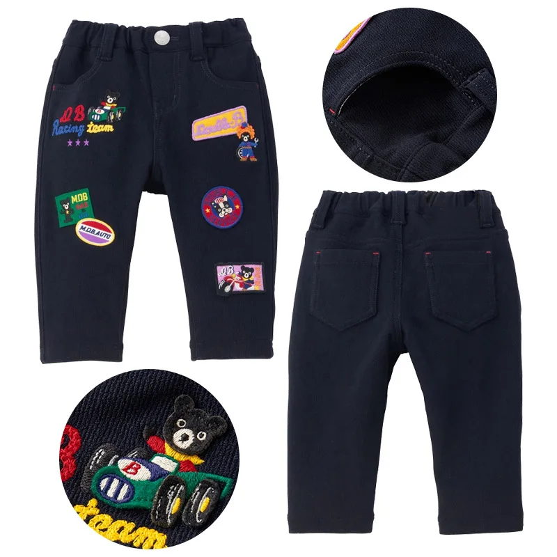 

Autumn and Winter Children's Casual Pants, Corduroy Trousers with Cartoon Bear Badge