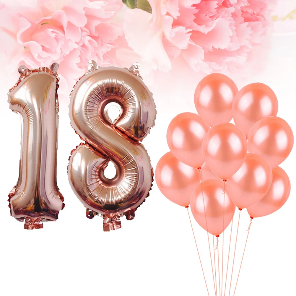 

Rose Gold Balloons Set Number 18 Metallic Mylar Balloon Birthday Wedding Party Balloon Decoration Balloons Set
