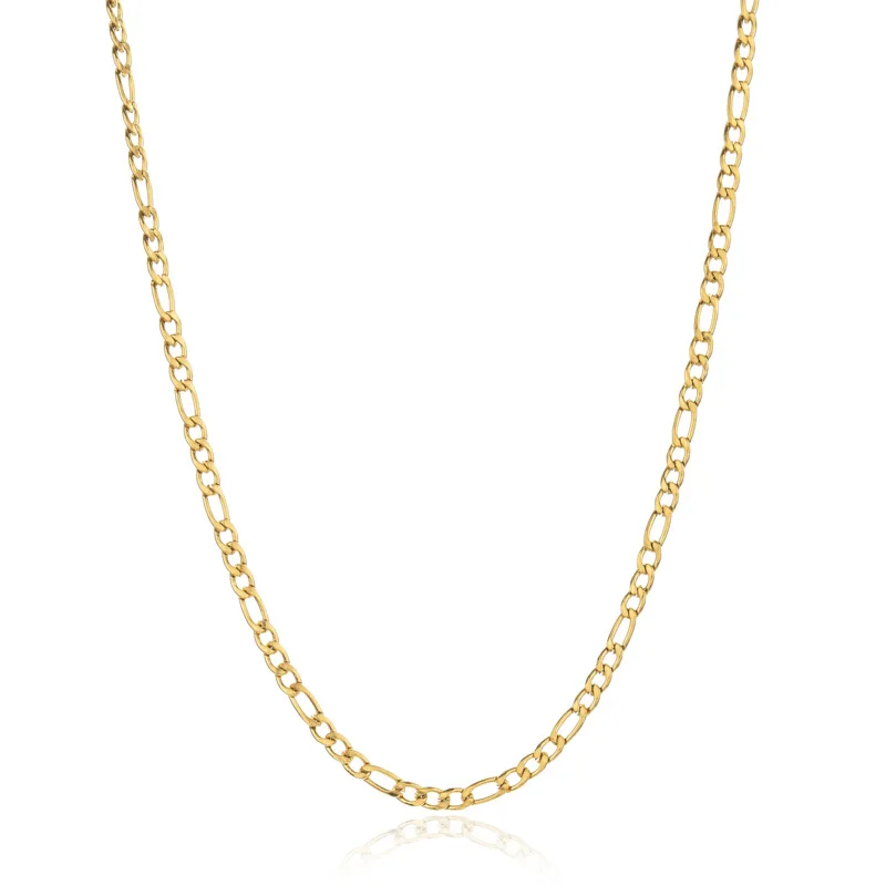 

2MM Classic Choker Figaro Chain Necklace Gold Plated 35CM Short Men Stainless Steel Clavicle Women's Accessories Wholesale