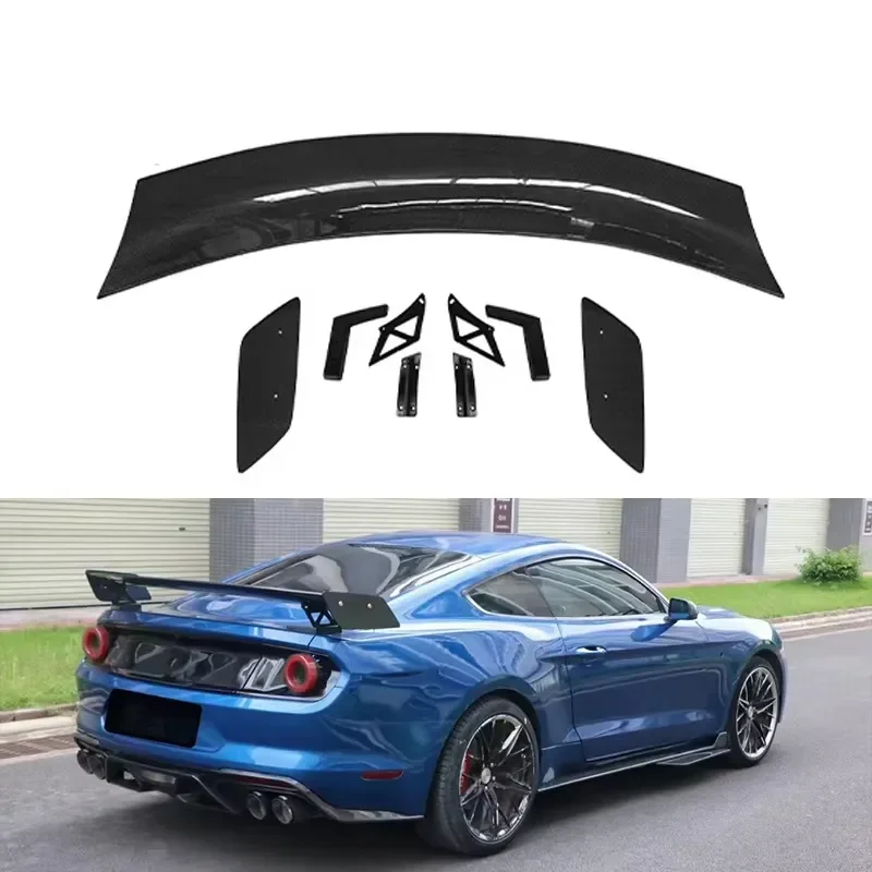 GT Style Real Carbon Fiber Rear Trunk Spoiler Big Wing for Ford Mustang GT500 GTR Performance