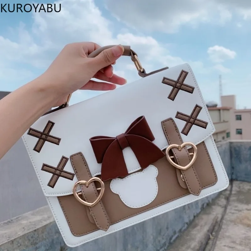 Japanese Crossbody Bag for Women Fashion Sweet Handbags 2023 New Arrive Cute Lolita Style Bow PU Y2K Shoulder Bags Bolsas Mujer