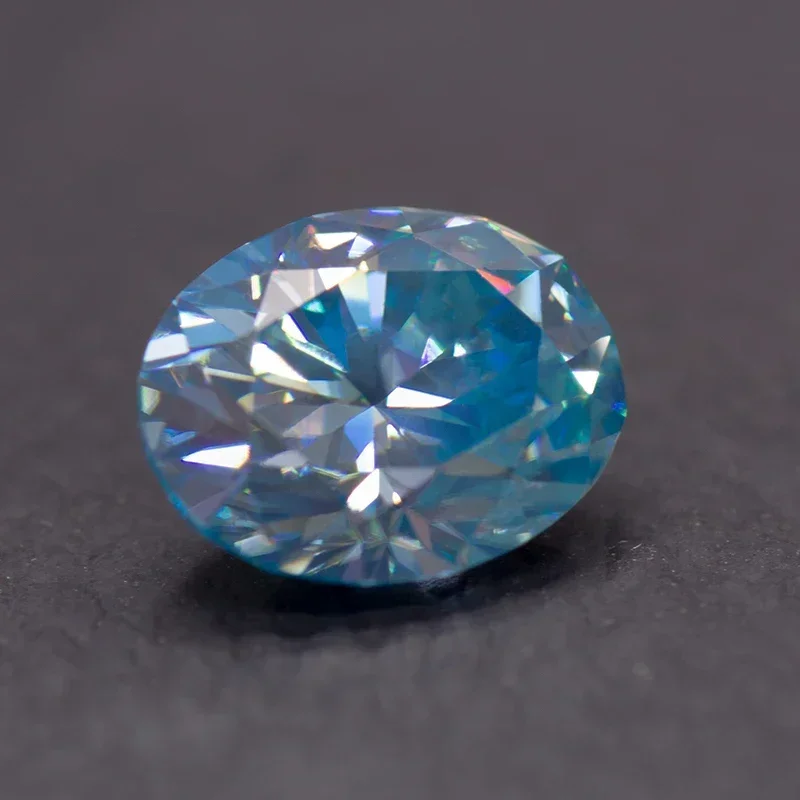 Moissanite Stone Sea Blue Color Oval Cut VVS1 with GRA Certificate for Gemstone Charms Beads Top Jewelry Making Materials