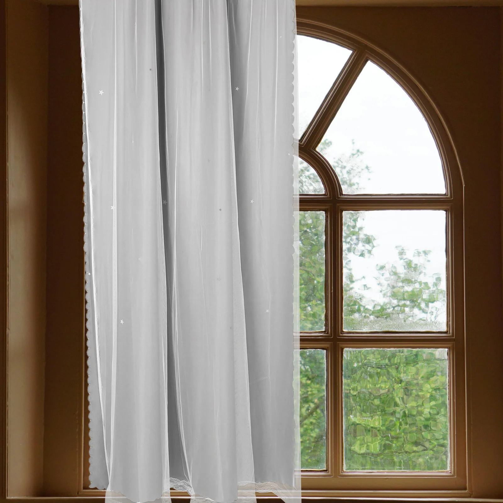 Gorden Blackout Pola Bintang Berongga Lapis Ganda dengan Lubang Gantungan untuk Menggelapkan Ruangan di Kamar Tidur dan Ruang Tamu