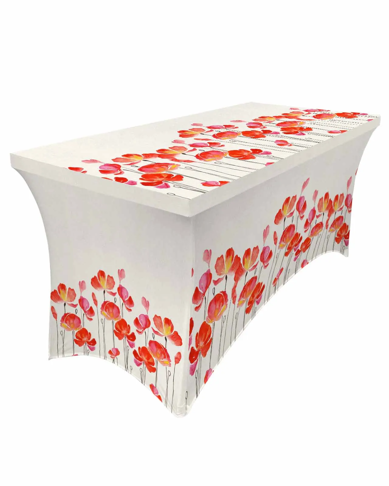 Red Watercolor Poppies Table Skirt Wedding Decoration Home Birthday Party Table Skirt Dessert Table Cover Home Decor