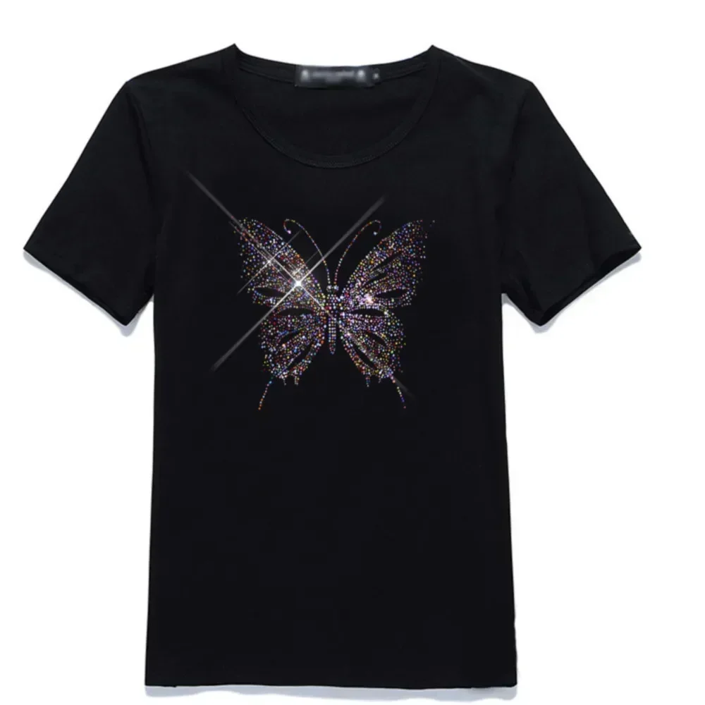 Glitter Sticker Rhinestones Iron-on Transfers Patch Decorative Butterflies Accessories Dress T-shirt Rhinestone Applique Patches