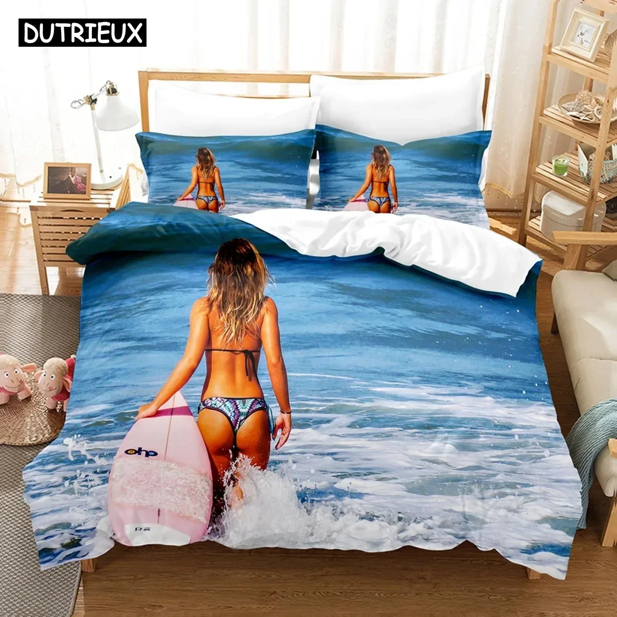 3D Surfing On The Sea Bedding Sets Duvet Cover Set With Pillowcase Twin Full Queen King Bedclothes Bed Linen