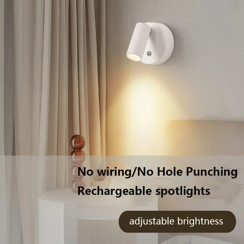 

LED Light Magnetic Type-C rechargeable Wall Light Spotlight Wireless No Wiring No Punch Reading Light Bedroom Bedside Light