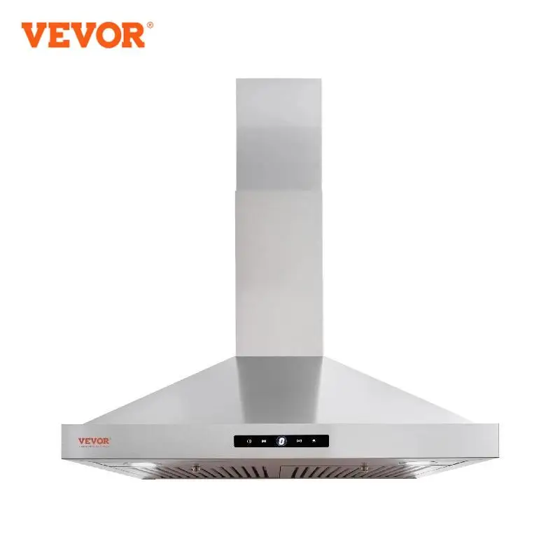 VEVOR 30-inch  Wall Mount Range Hood with Ducted Exhaust Vent Soft Touch Controls 3 Exhaust Fan Speed 2pcs LED lights 200/350CFM