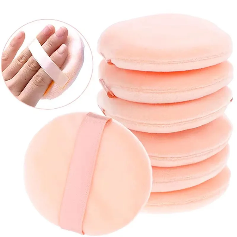5/10/20/30pcs Makeup Powder Puffs Compact Pure Foundation Puffs Soft Sponge Small Cosmetic Puffs With Handle For Face Powder